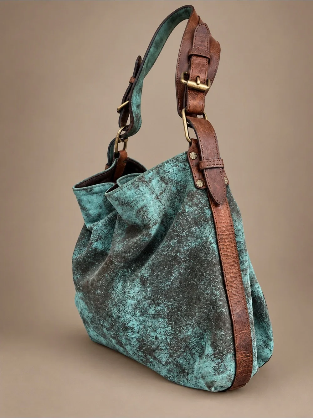 Juan Antonio Medium Soft Leather Turquoise Hobo Shoulder Bag